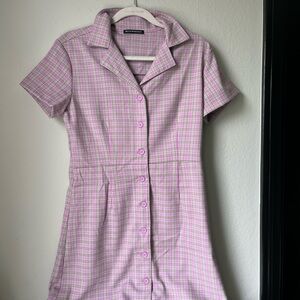 Brandy Melville Purple/ Pink Plaid Button-Up Dress